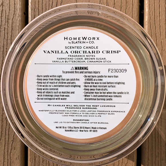 🆕VANILLA ORCHARD CRISP HARRY SLATKIN HOMEWORX 4 WICK 18oz CANDLE NWTS!!! - Picture 3 of 5